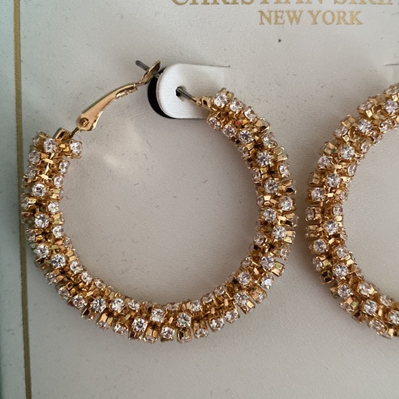 Christian Siriano Pavé-Style Hoop Earrings, Gold & Cubic Zirconia - Picture 6 of 14